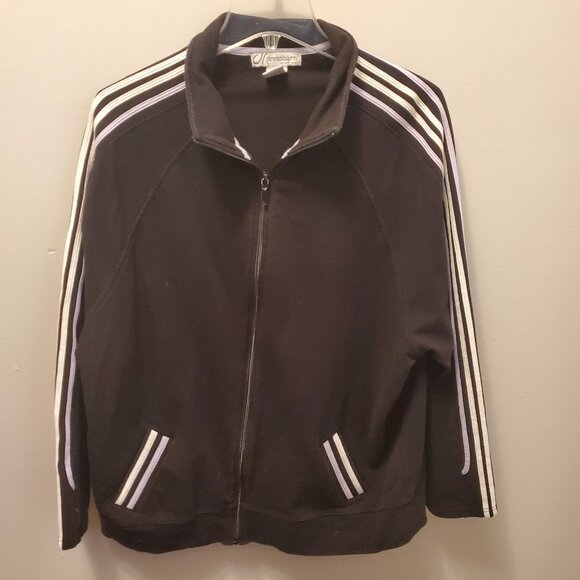 Women's Dress Barn Black Zip Jacket, Size 18-20, White Stripes,, Good Condition - Picture 1 of 3